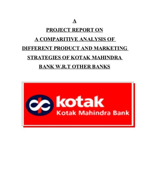 project report on kotak mahindra bank
